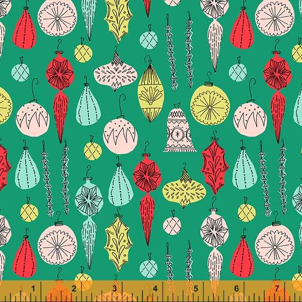 Christmas Charms - Baubles Green Fabric