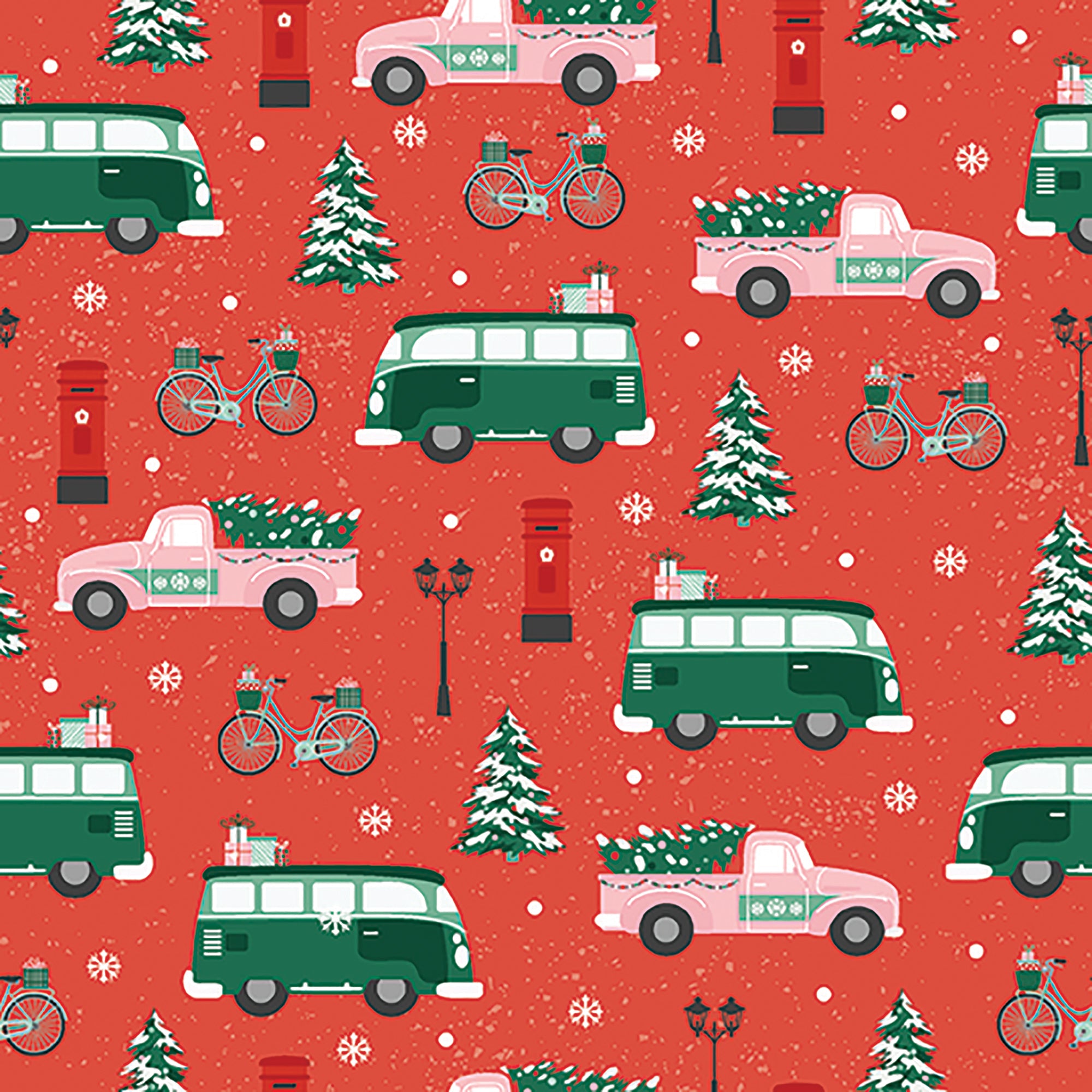Home For Christmas - Vintage Cars Fabric