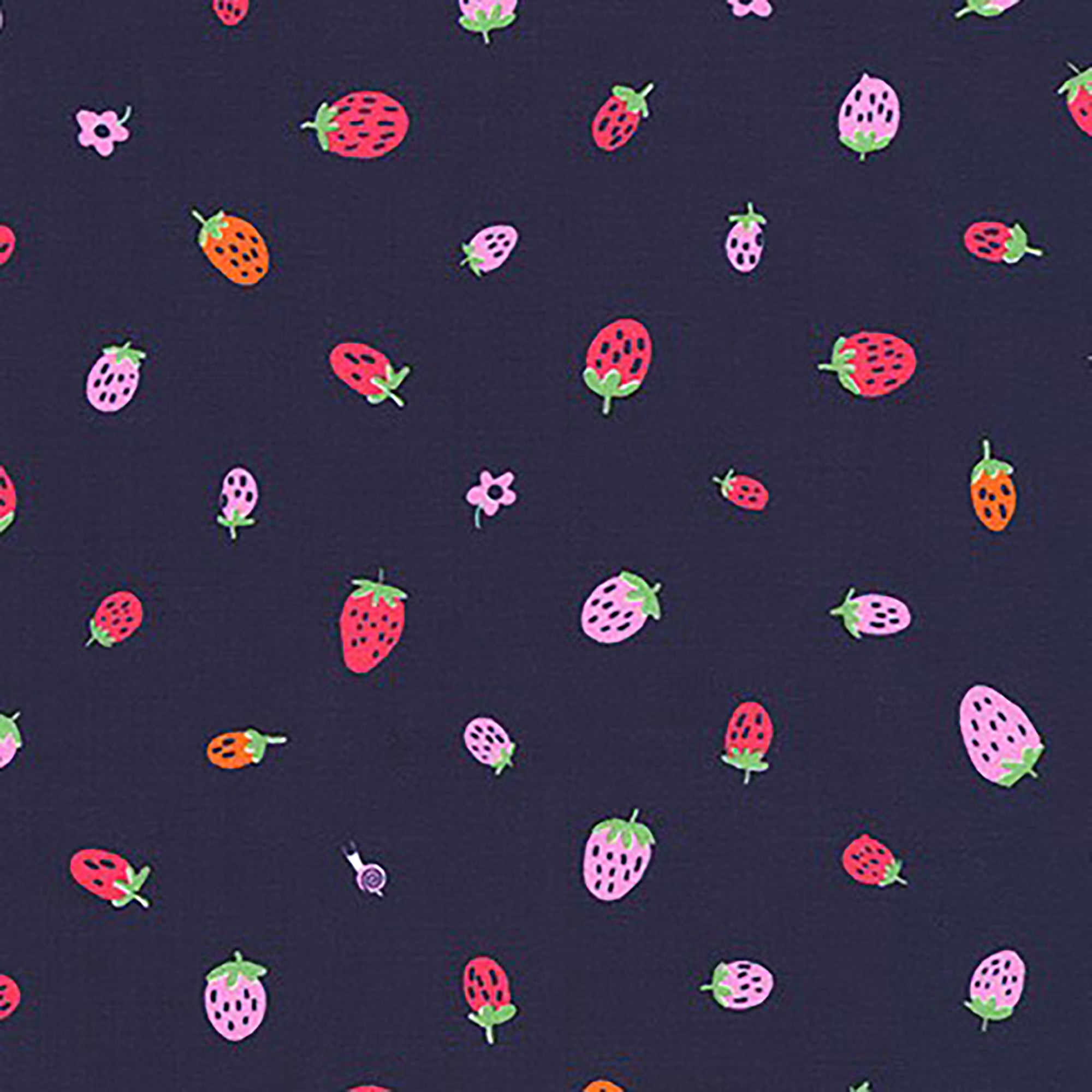 Escargot For It! - Strawberries Navy Fabric
