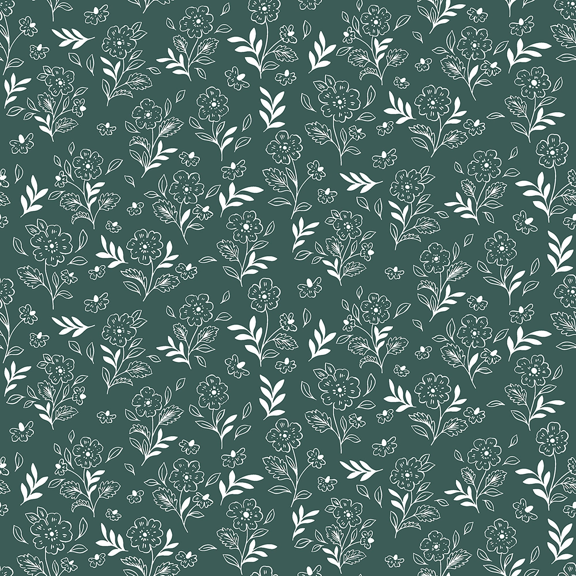 Earth Magic - Floral Cluster - Evergreen Fabric