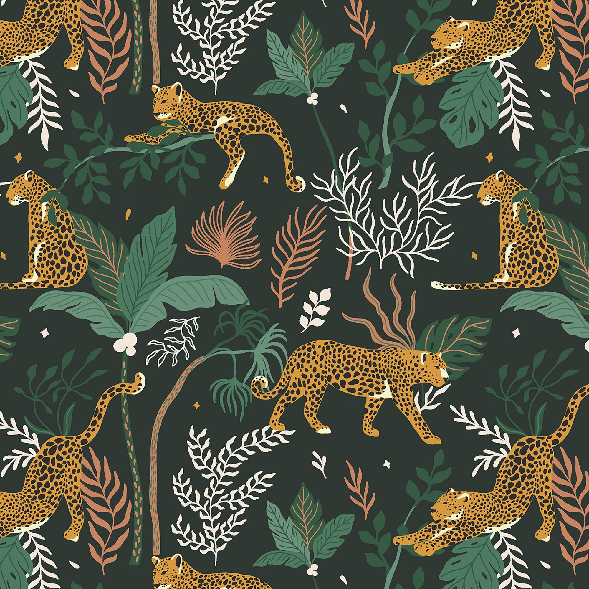 Magic of Serengeti - Leopard Jungle Fabric