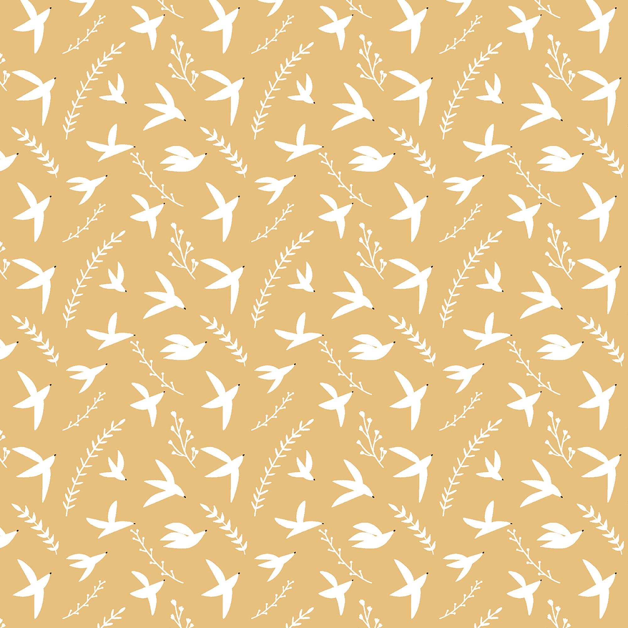 Pond Life - Birds in Flight Dijon Fabric