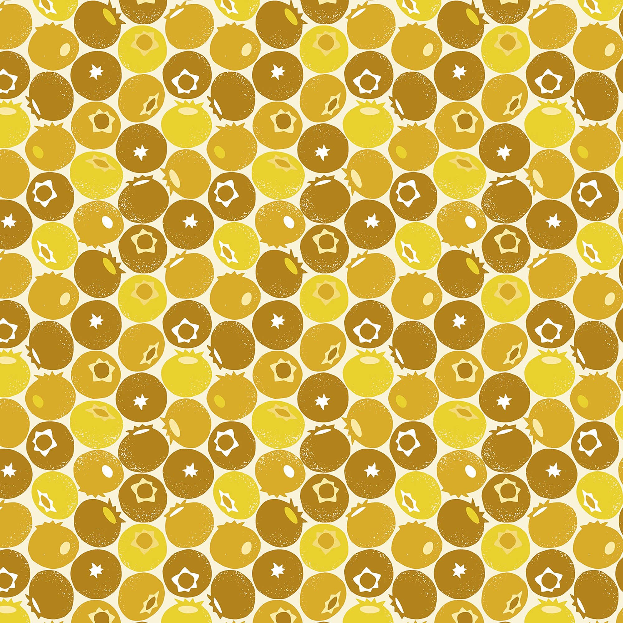 Under the Apple Tree - Blueberry Summer Yellow Fabric