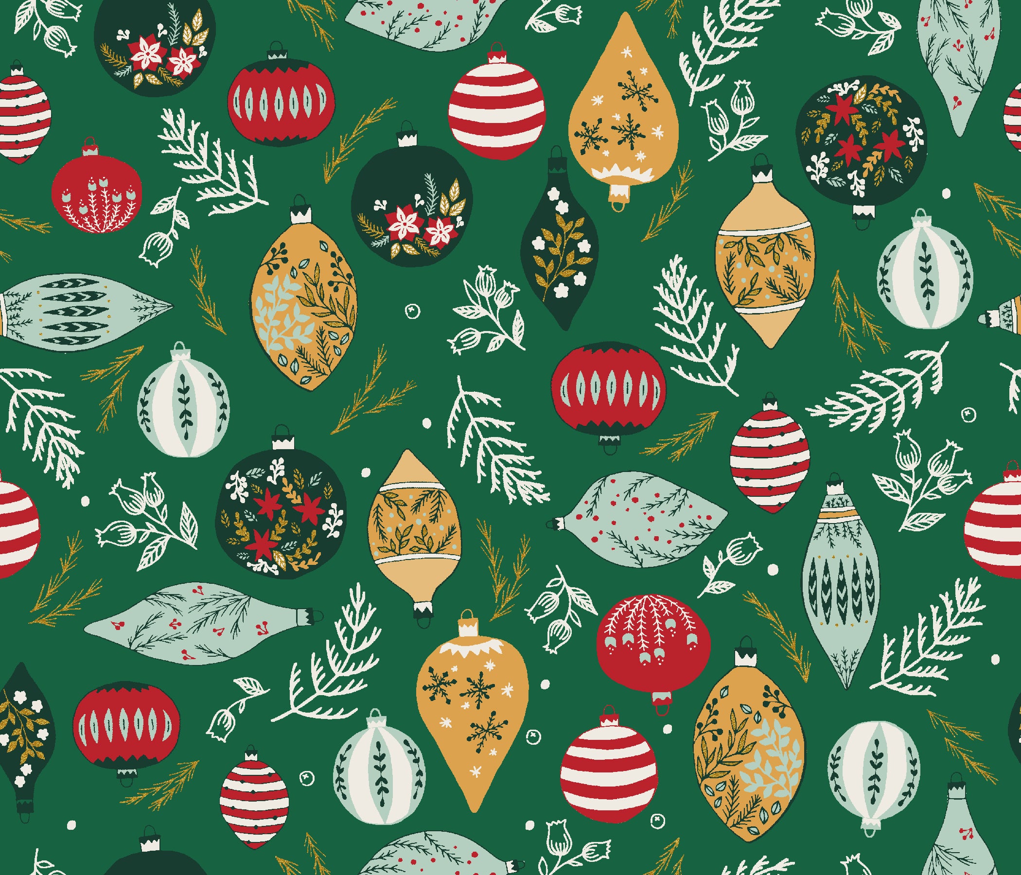 Merry Memories - Deck the Trees - Mistletoe Metallic Fabric