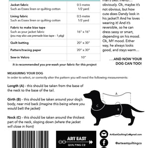 Dandy Doo Jacket Pattern for Dogs