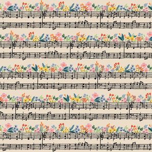 Bramble - Music Notes Cream Fabric