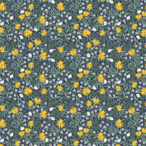 Bramble - Daisy Fields Navy Metallic Fabric