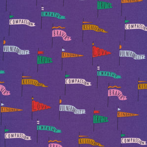 Universal Love - Pennant Power Blue Fabric