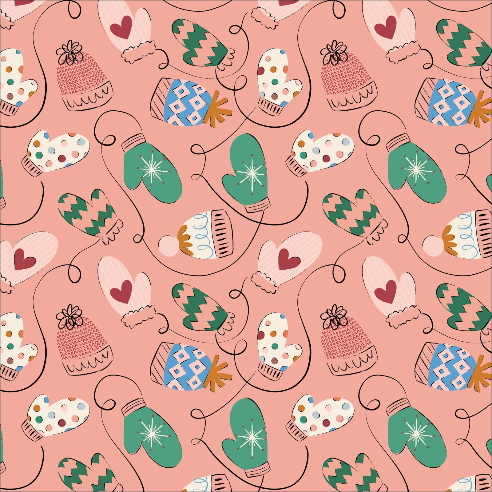 Mittens Pink Fabric | Warm & Cozy