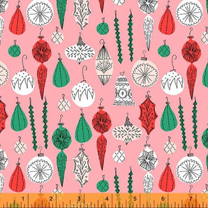 Christmas Charms - Baubles Pink Fabric