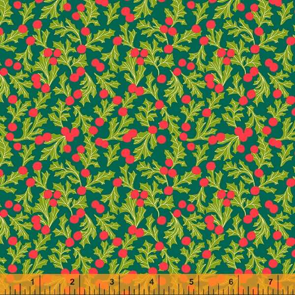 Christmas Charms - Holly Dot Dark Green Fabric