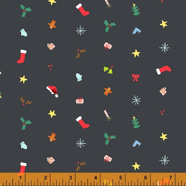 Christmas Charms - Tiny Charms Charcoal Fabric