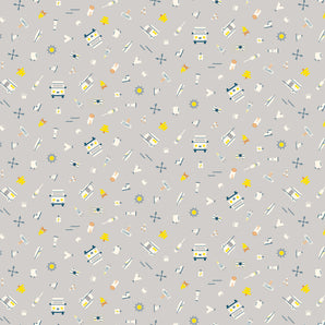 Around the Campfire - Travelling Band of Things Taupe Fabric