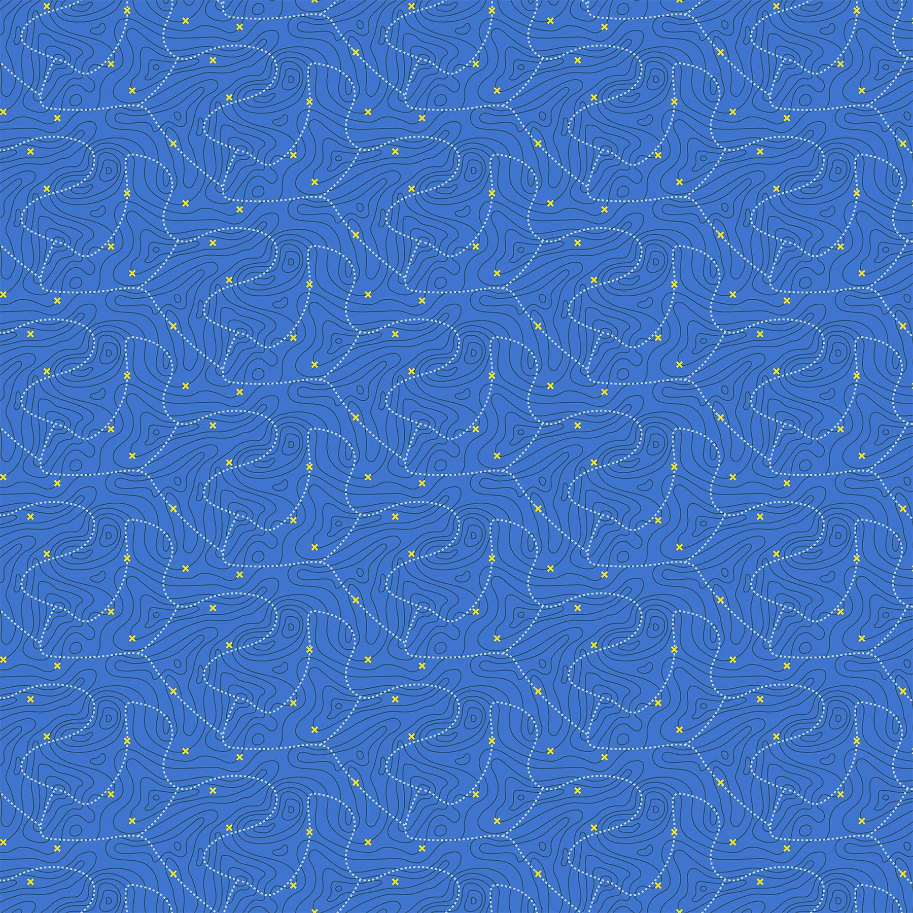 Around the Campfire - Topography Blue Fabric