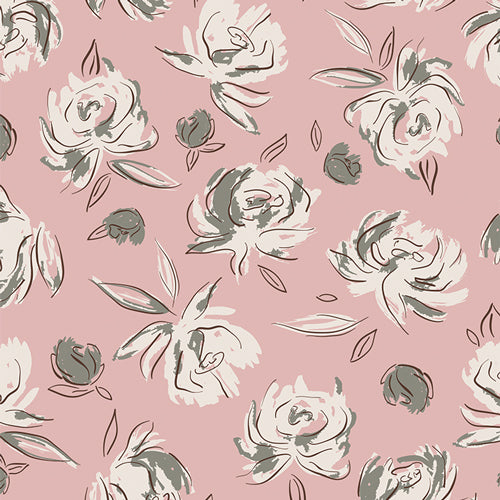 All is Well - Bed of Roses Mauve Fabric