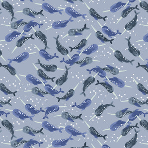 Cosmic Sea - Unicorn of the Sea - Light Teal Fabric