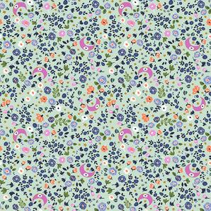 Cosmic Sea - Cosmic Blooms - Mint Fabric