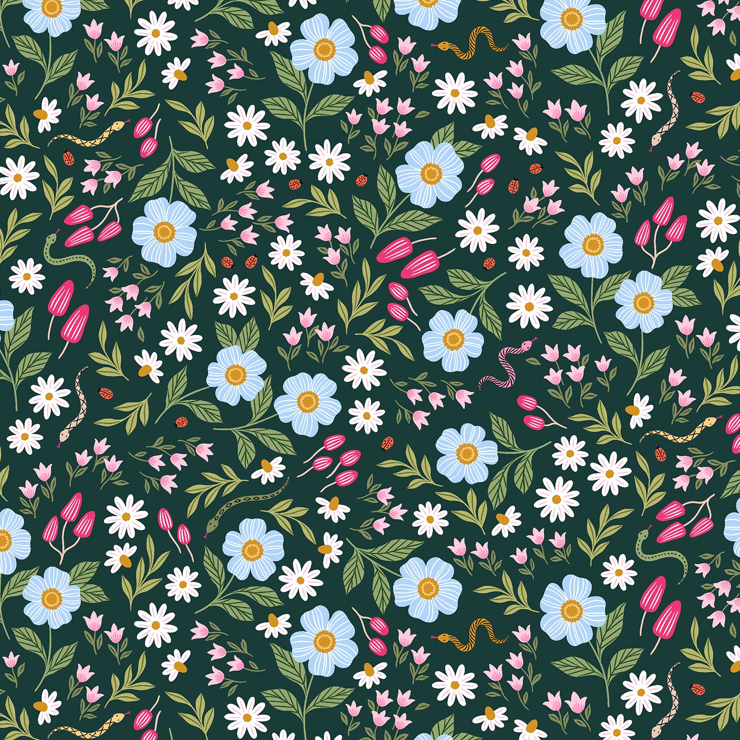 Garden & Globe - Wildflower Field Emerald Fabric
