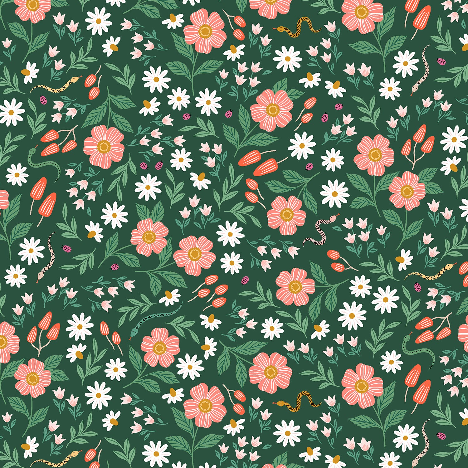 Garden & Globe - Wildflower Field Hunter Green Fabric