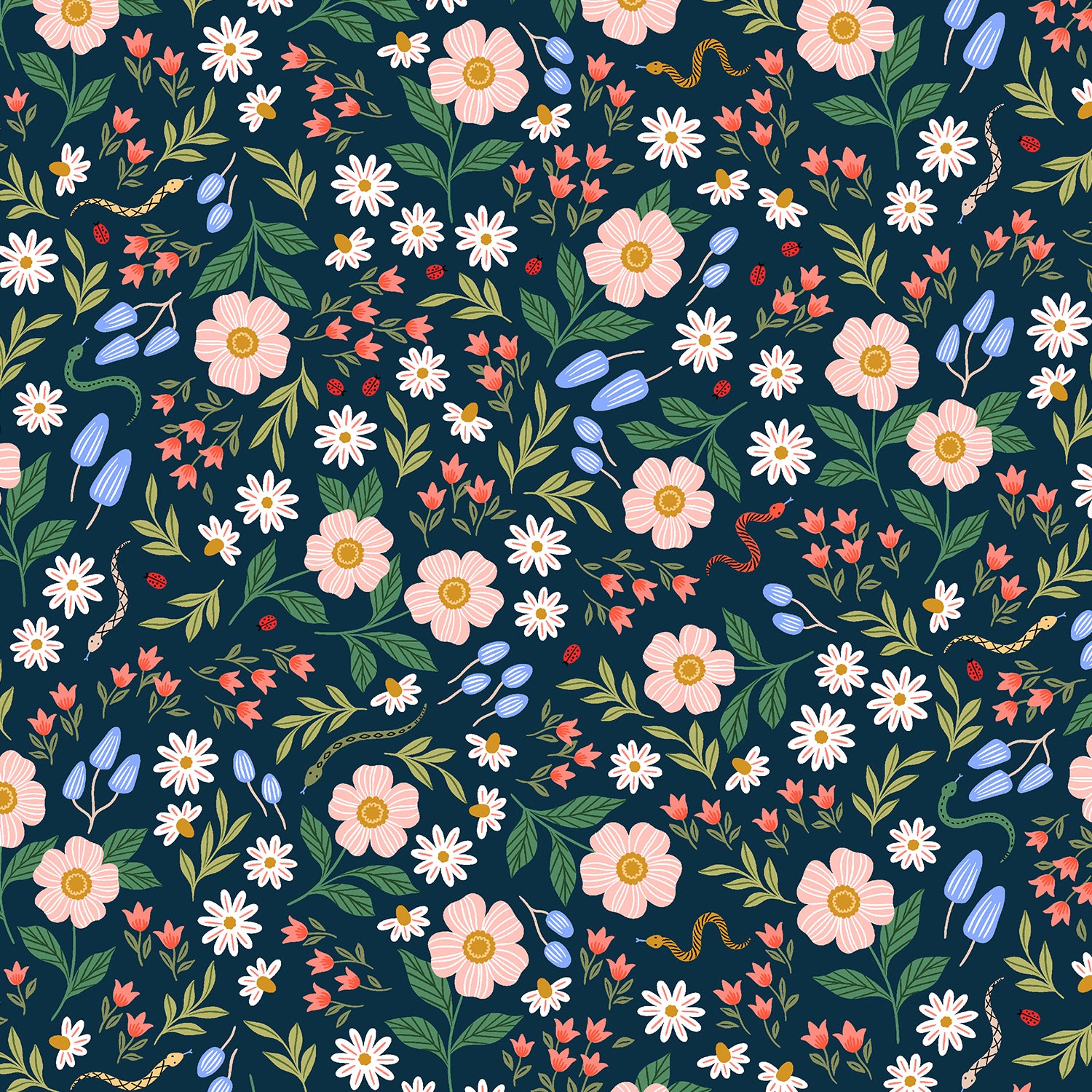 Garden & Globe - Wildflower Field Night Walk Fabric
