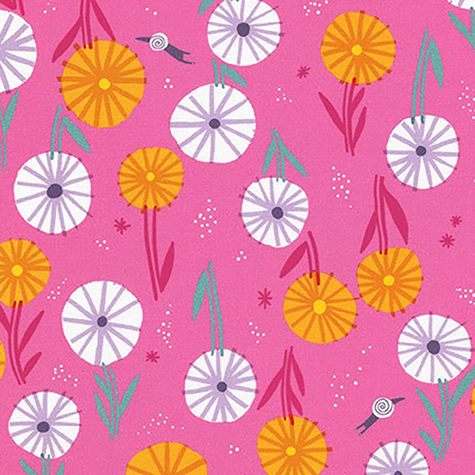 Escargot For It! - Candy Pink Flowers Fabric