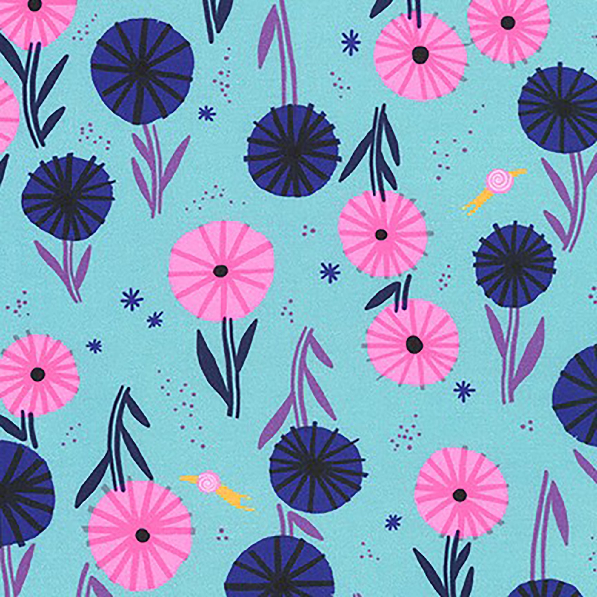 Escargot For It! - Pond Flowers Fabric