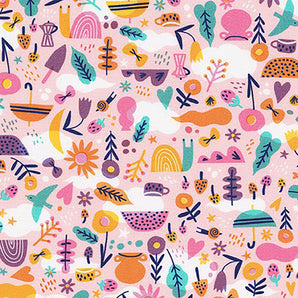 Escargot For It! - Snail Habitat Peach Fabric