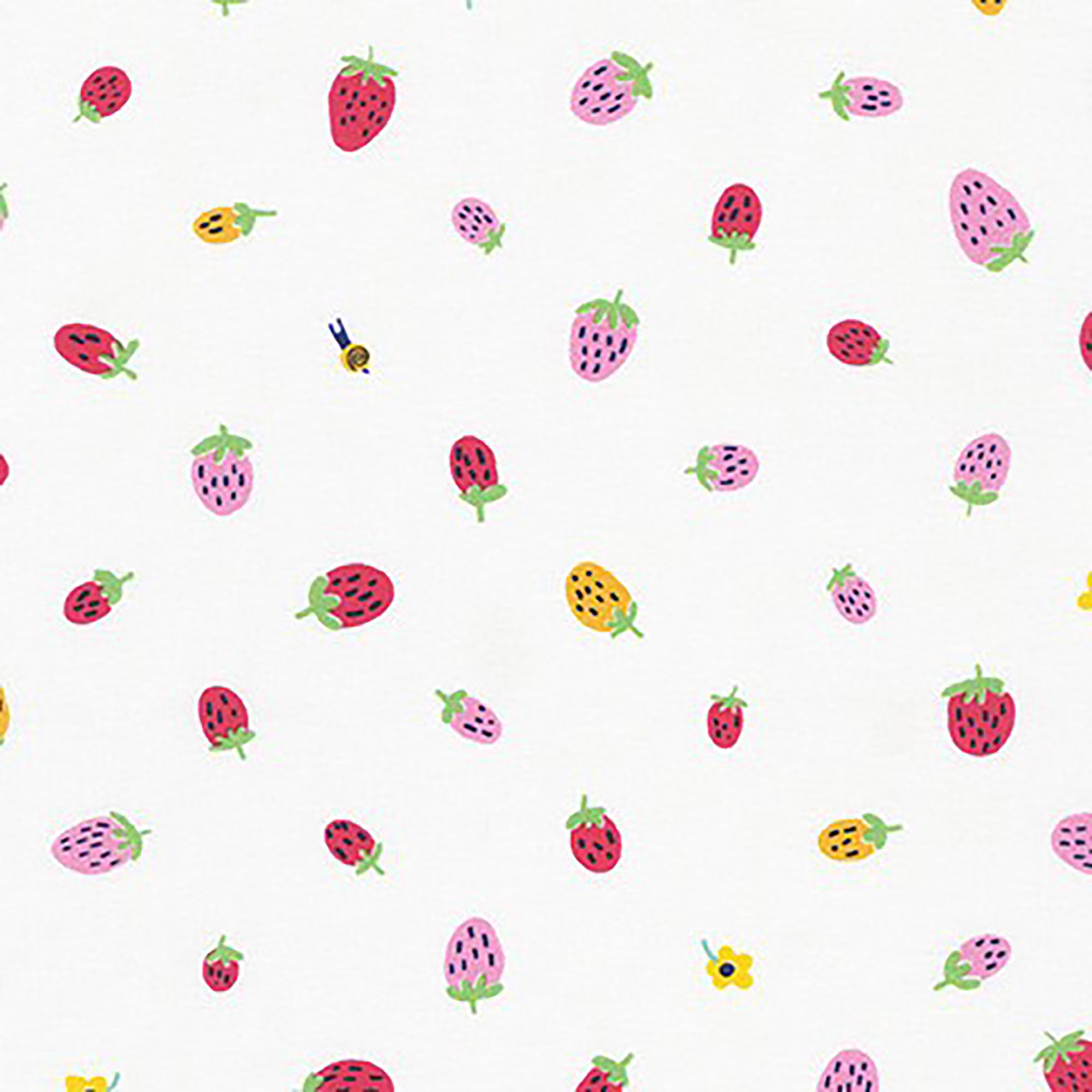 Escargot for It! - Strawberries white KNIT Fabric