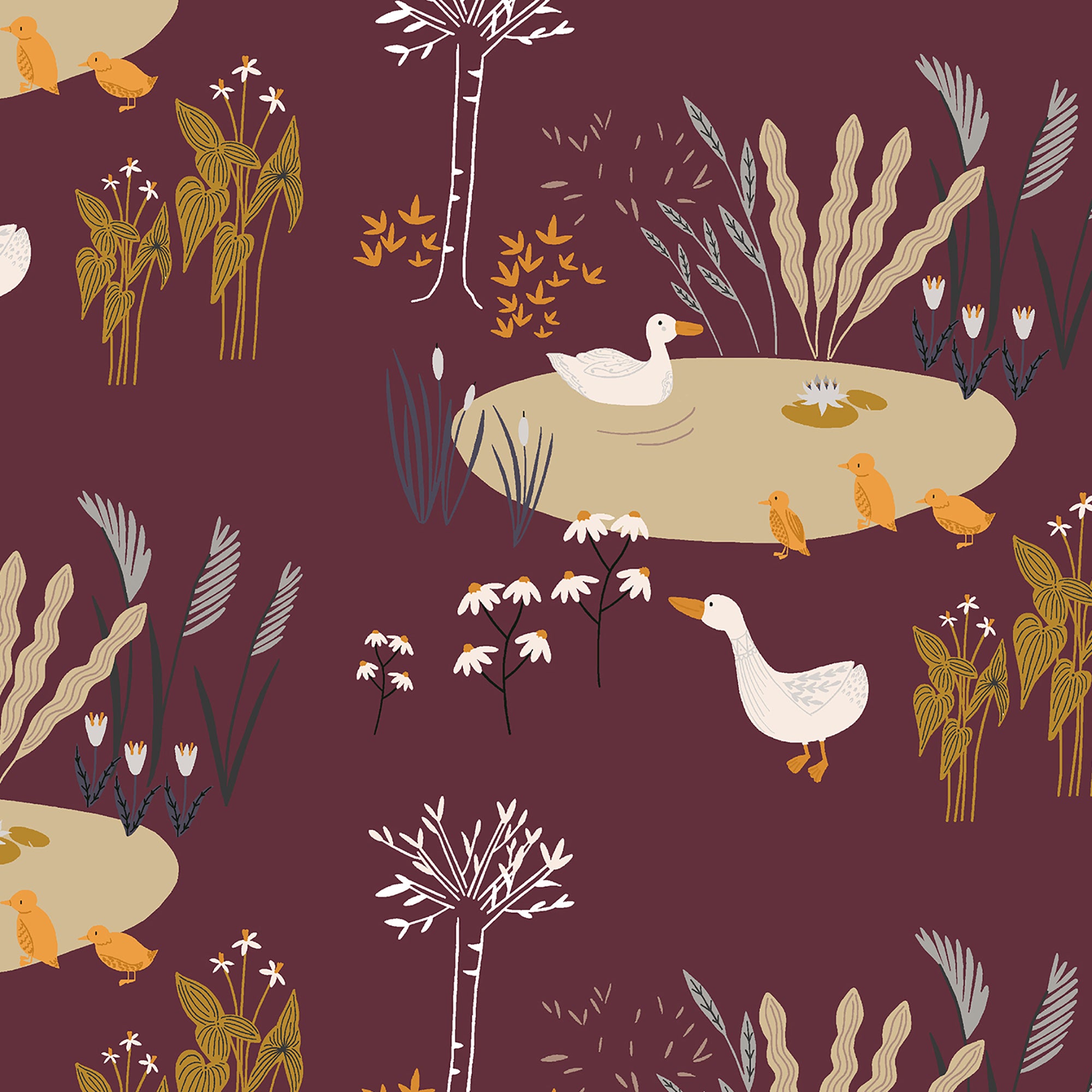 Pond Life - Ducks Autumn Fabric