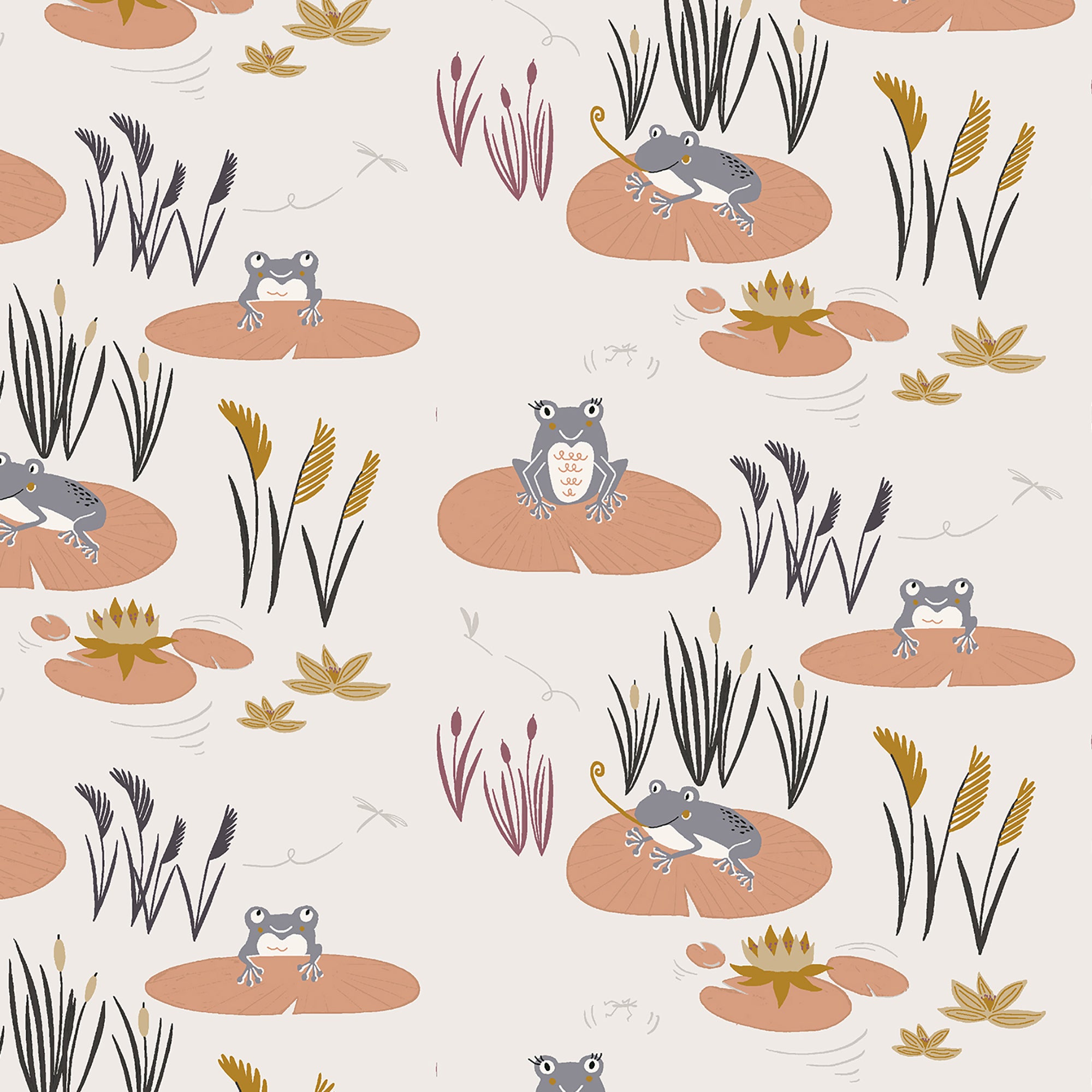 Pond Life - Here Little Froggy Earth Fabric