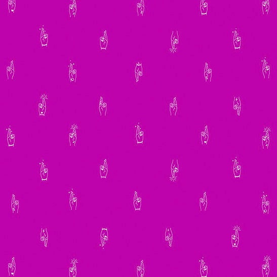 Lucky Charms - Crossed Fingers Magenta Fabric