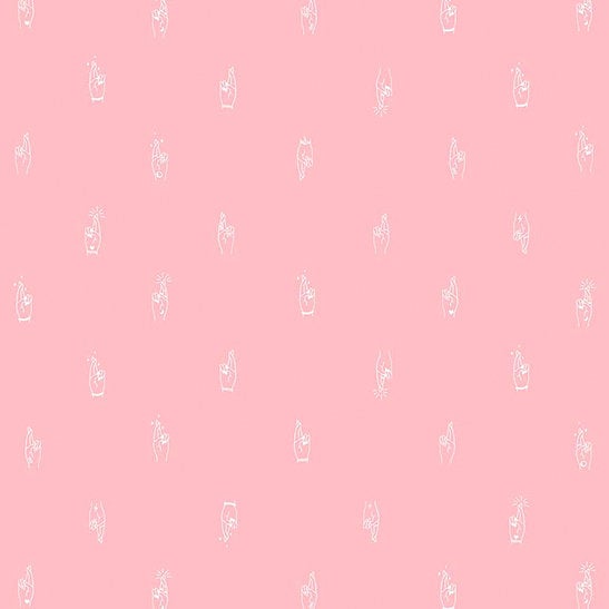 Lucky Charms - Crossed Fingers Light Pink Fabric