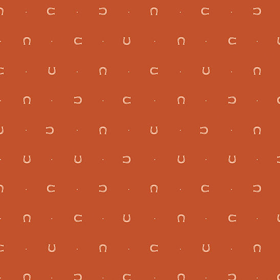 Lucky Charms - Horseshoes Orange Fabric
