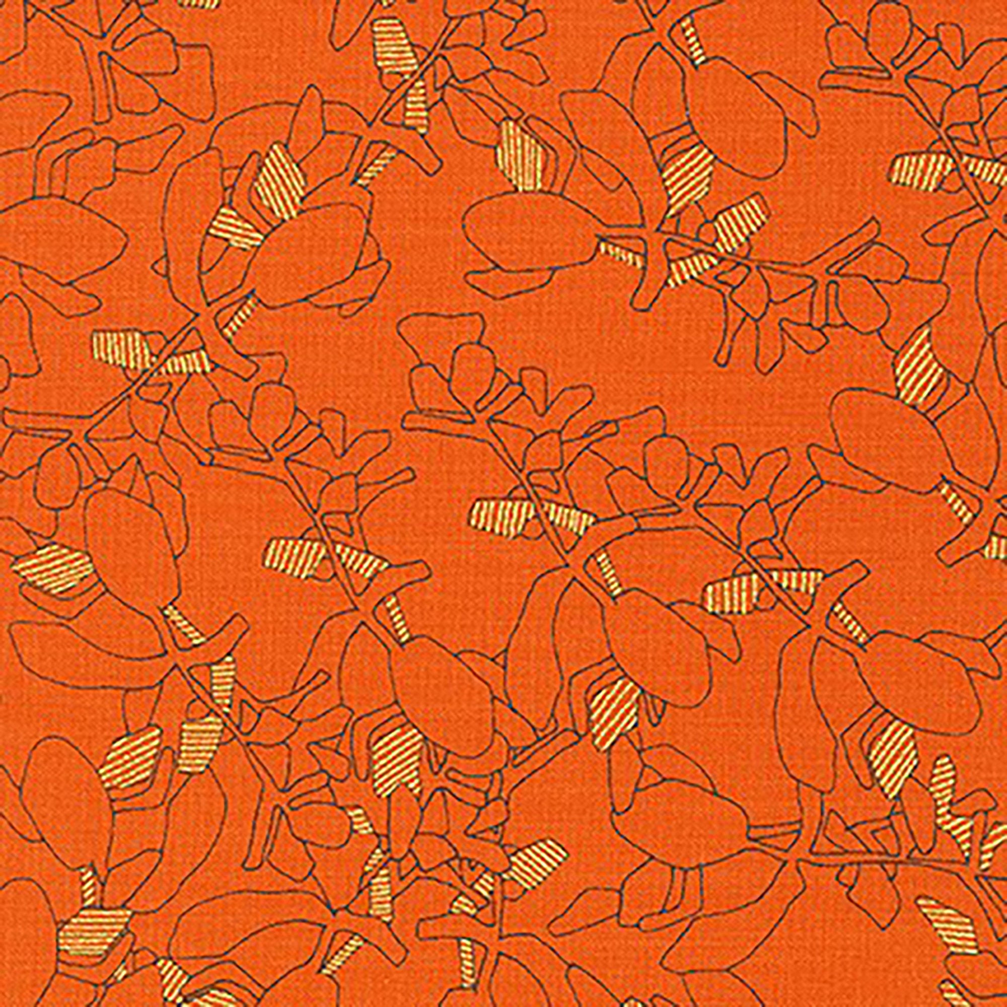 Collection CF - Floral Orangeade Metallic Fabric