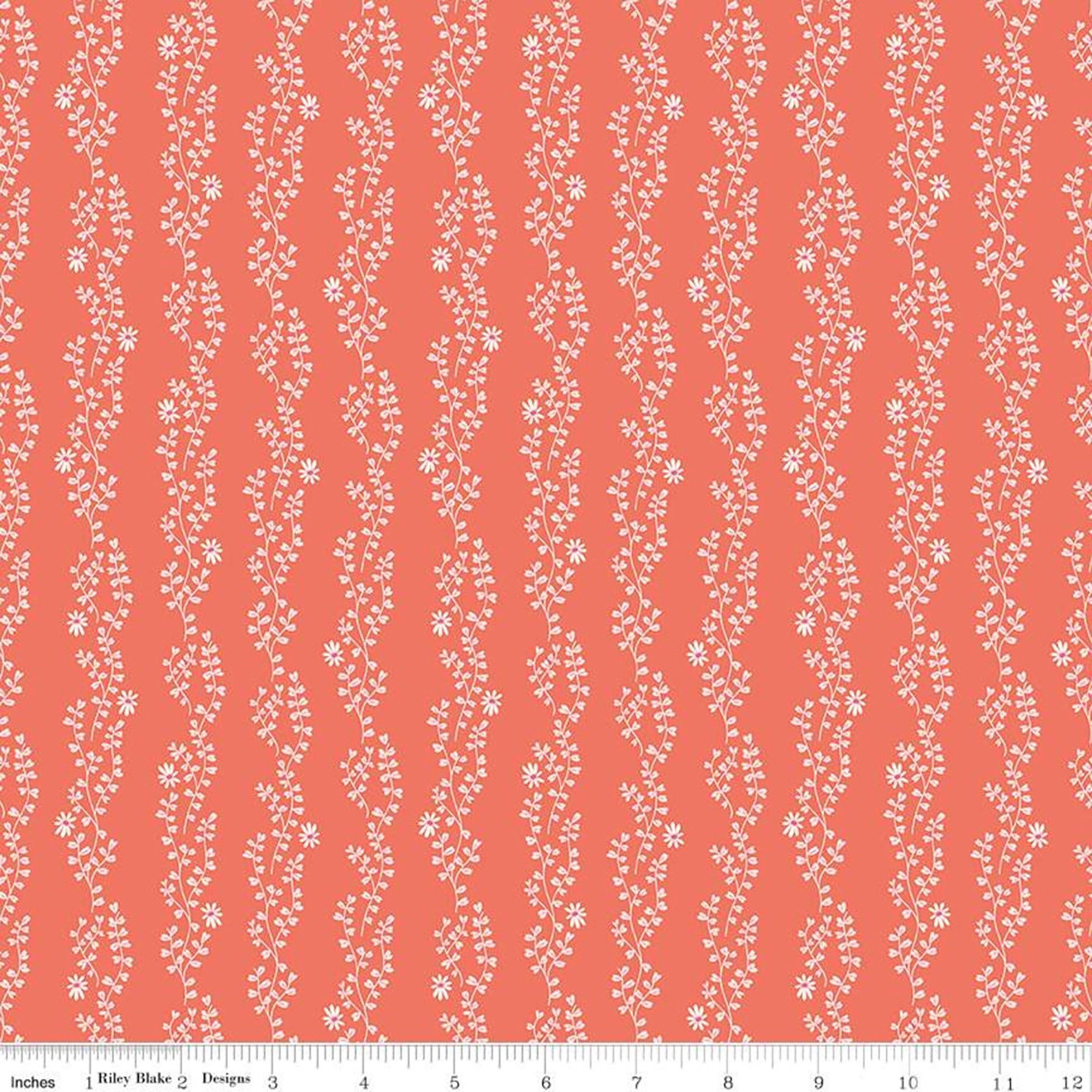 New Dawn - Clover Stripe Coral Fabric
