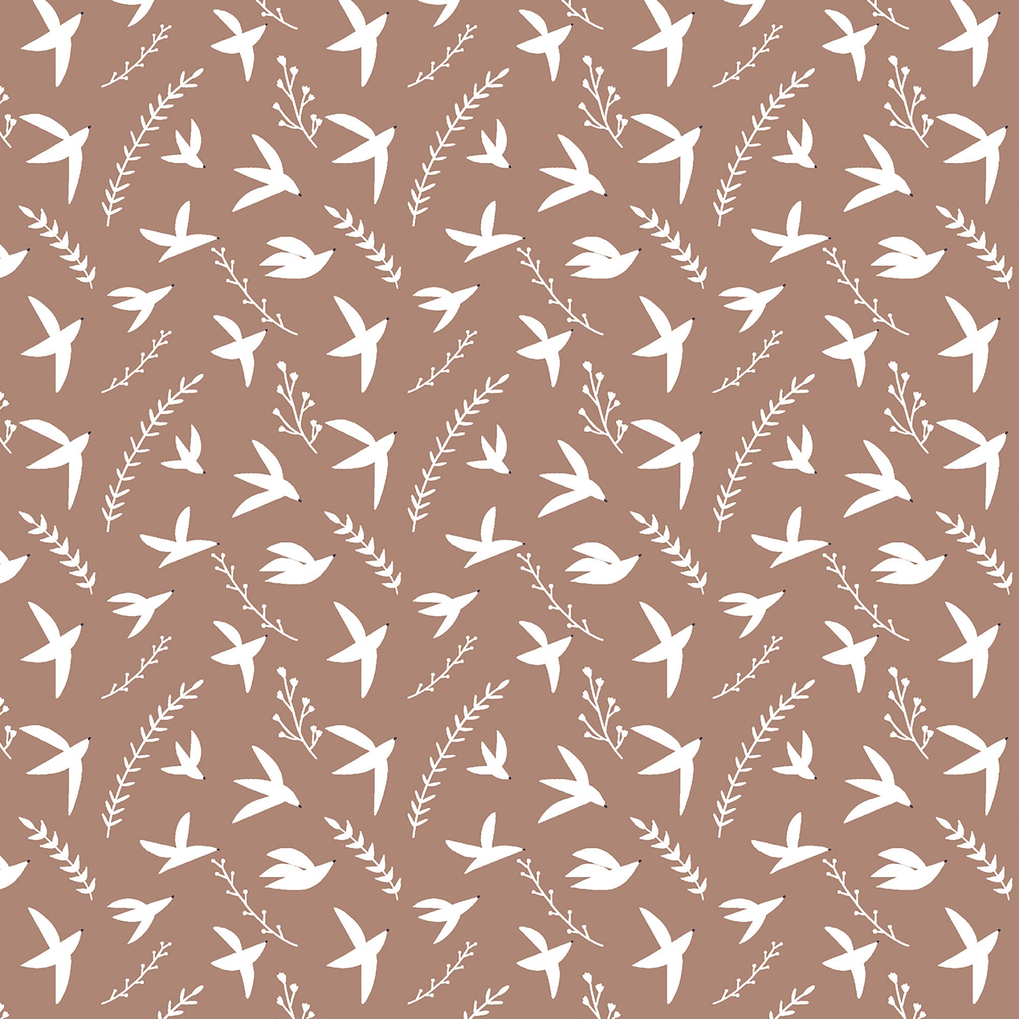 Pond Life - Birds in Flight Truffle Fabric