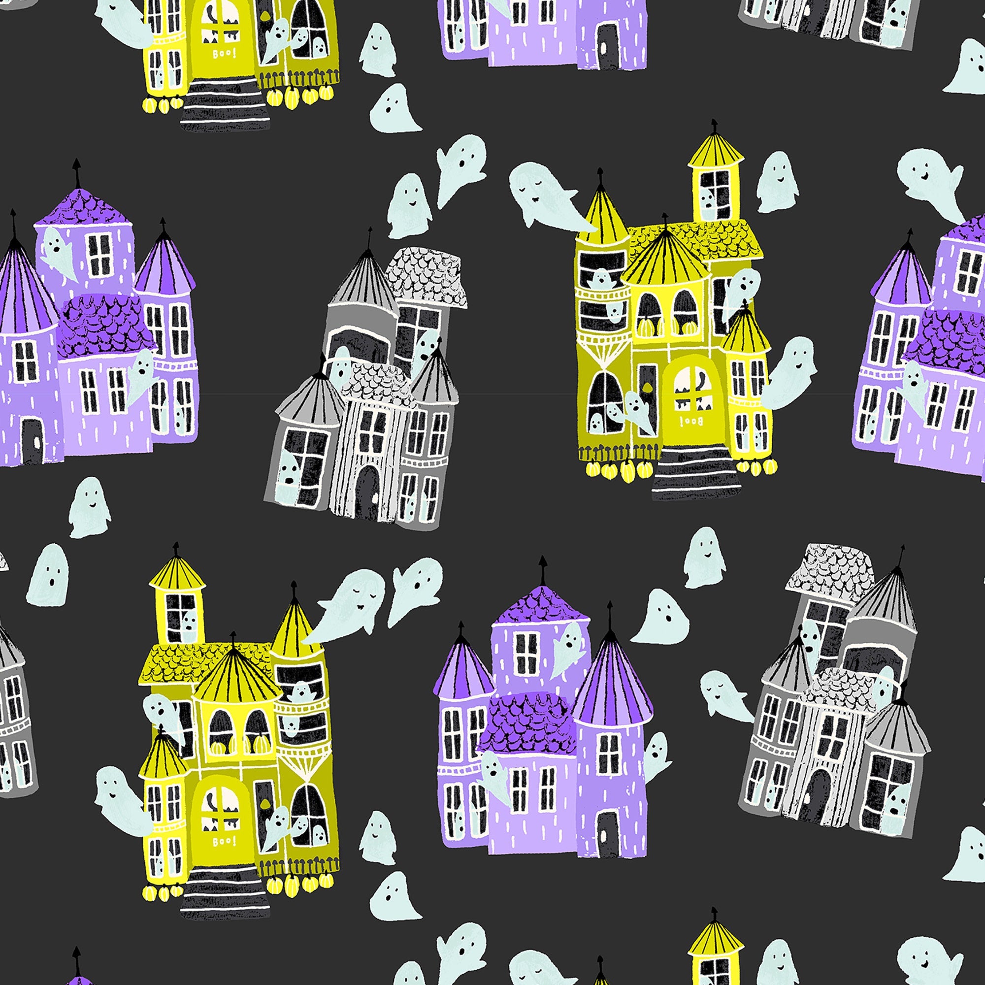 Bring Your Own Boos - Ghost Hosts Spooky Black Fabric
