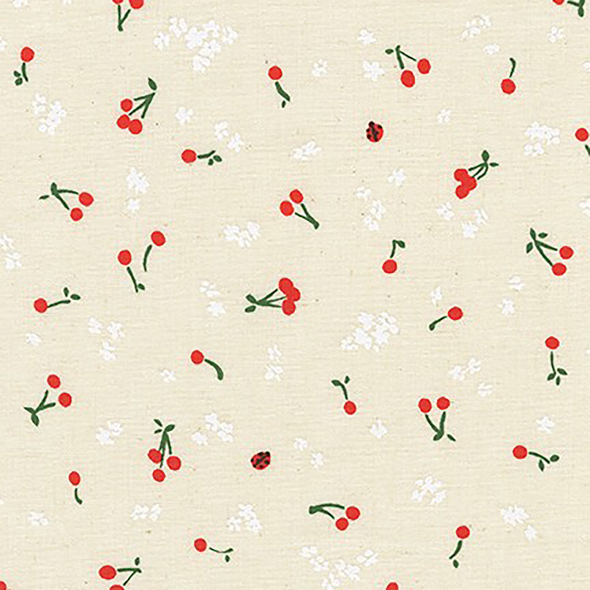 Cheery Blossom - Mini Cherries Natural Fabric