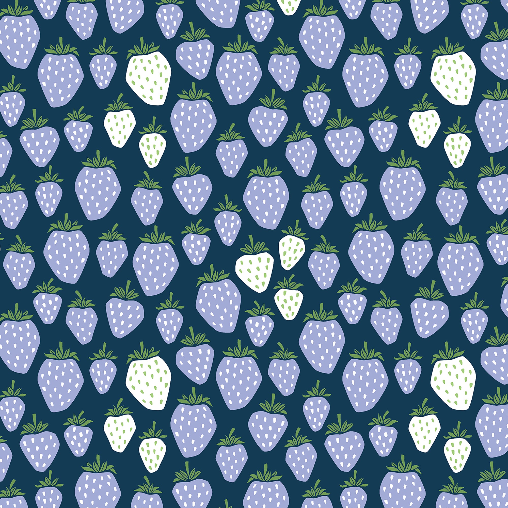 Under the Apple Tree - Queen of Berries California Blue Fabric