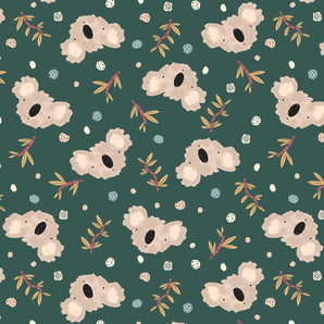 Wild Ones - Koala Dance Leafy Green Fabric