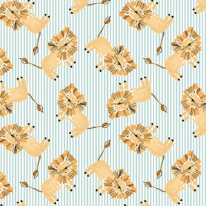 Wild Ones - Lion Pounce Seafoam Fabric