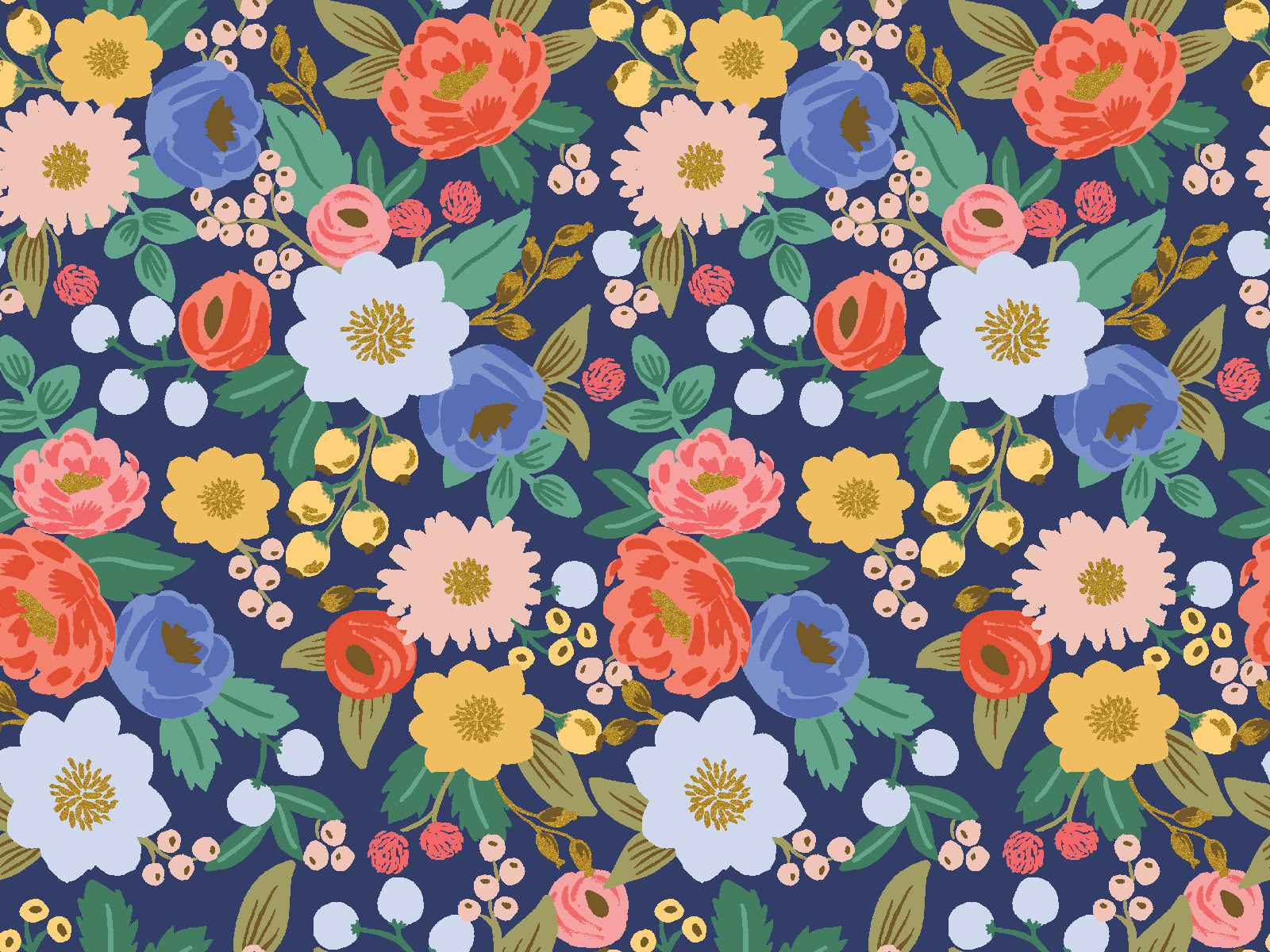 Vintage Garden - Vintage Blossom Blue Fabric