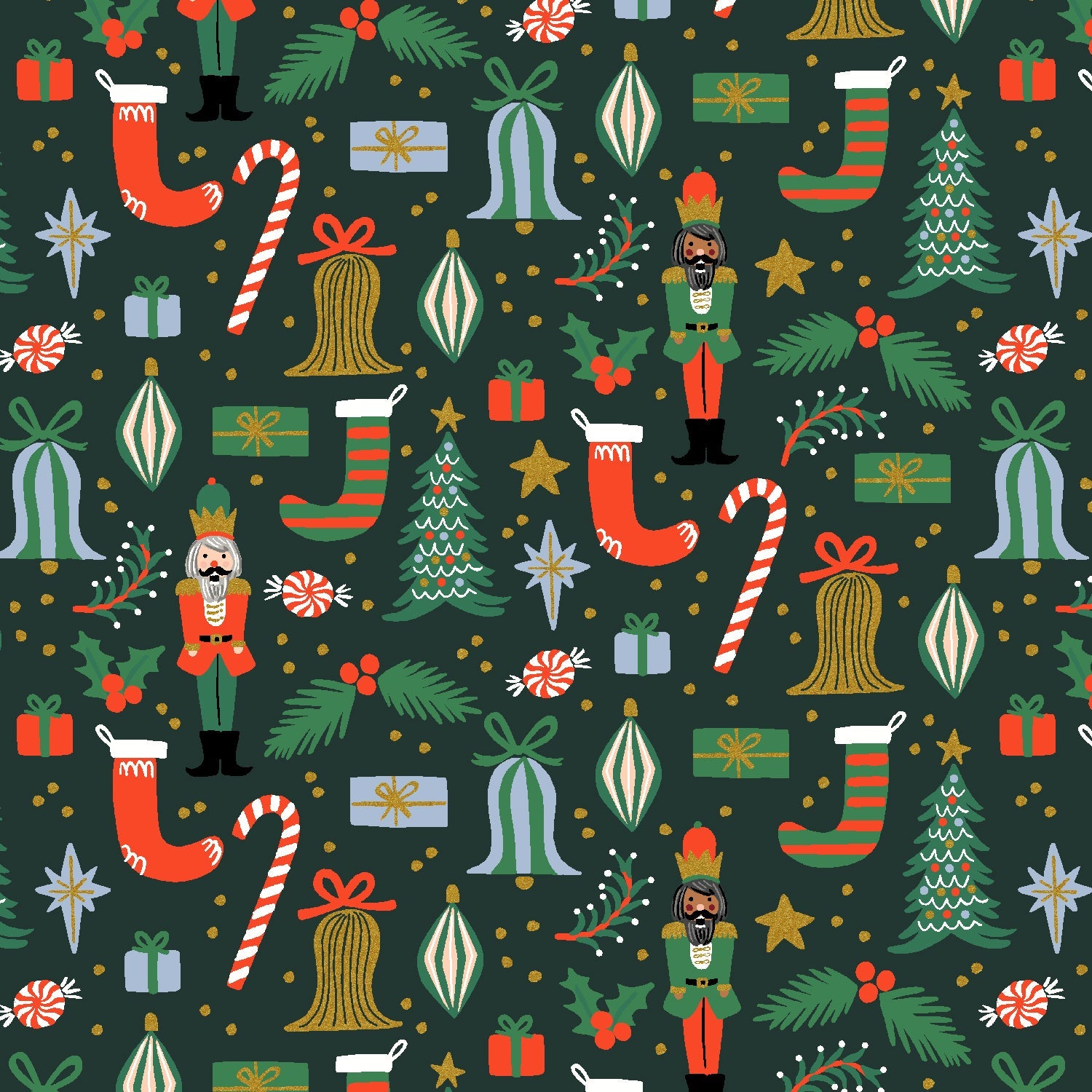 Deck the Halls Evergreen Fabric | Holiday Classics II