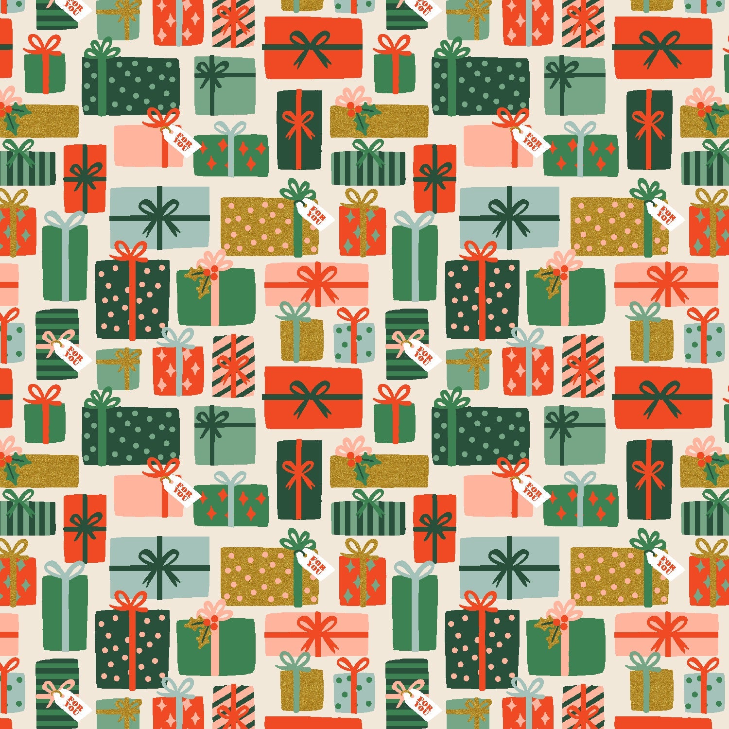 Holiday Gifts Cream Fabric | Holiday Classics II