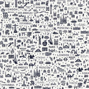 Bon Voyage - World Traveler Silhouette Navy Fabric