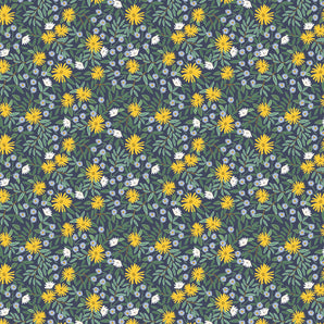Bramble - Daisy Fields Navy Metallic Fabric