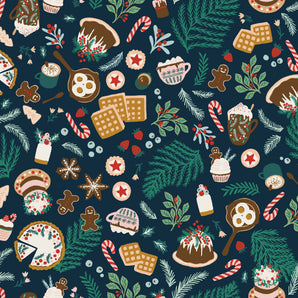 Merry Memories - Christmas Feast - Winter Navy Fabric
